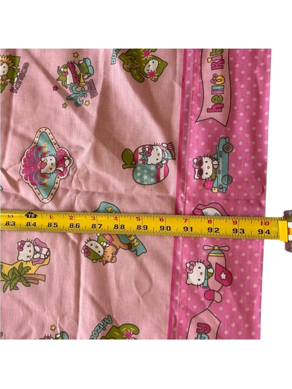 Sanrio Hello Kitty Rare 2008 US States flat sheet 94” x 65”